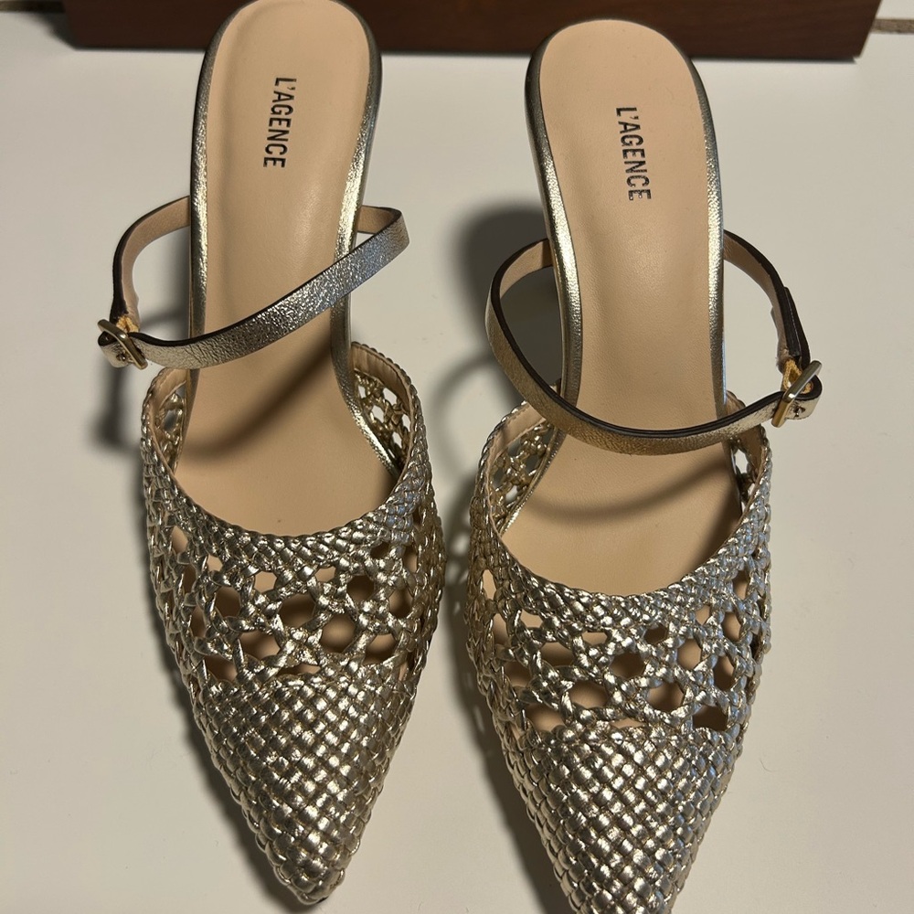 L'AGENCE Metallic Woven Heels